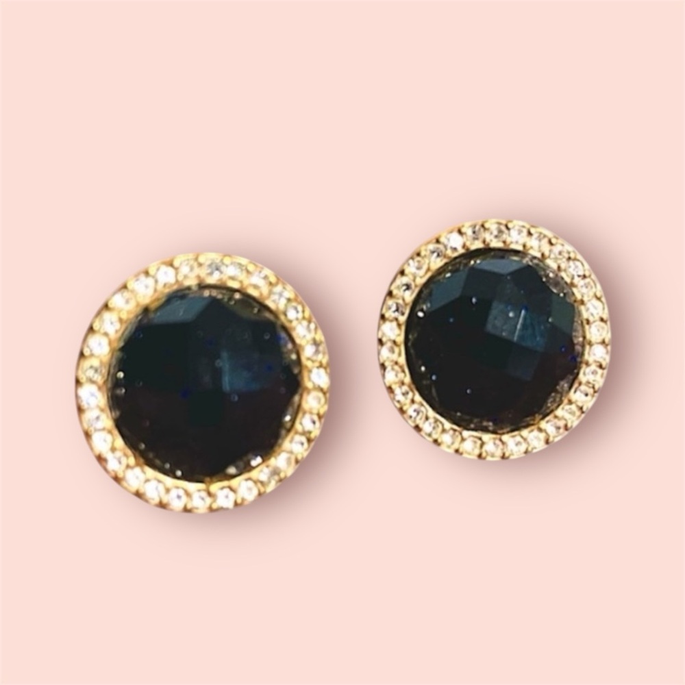 Fossil Stud Earrings in Rose Gold + Black